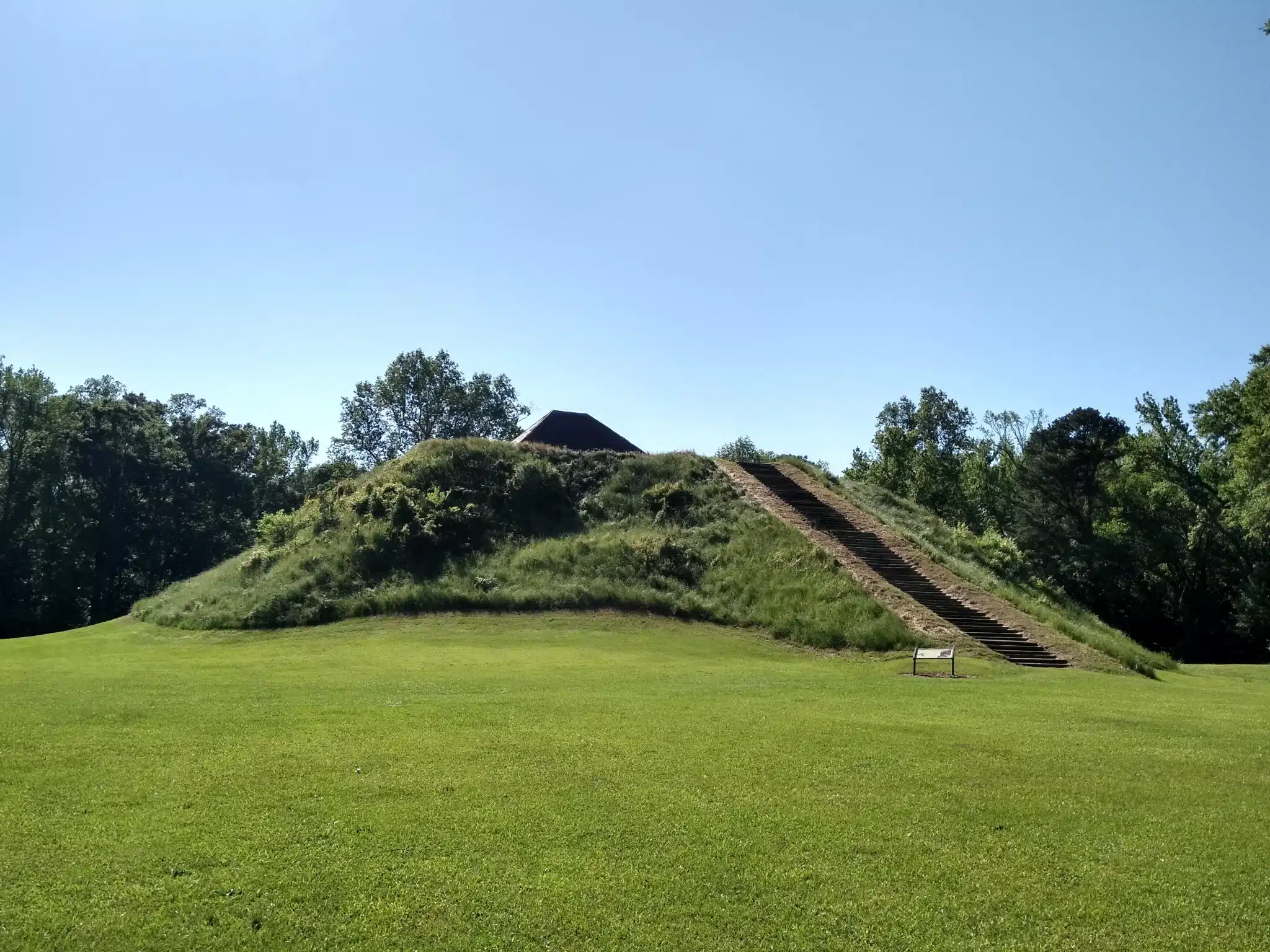 Grassy hill with stairway under clear blue sky for Green Burial Services in Santa Clara County, California