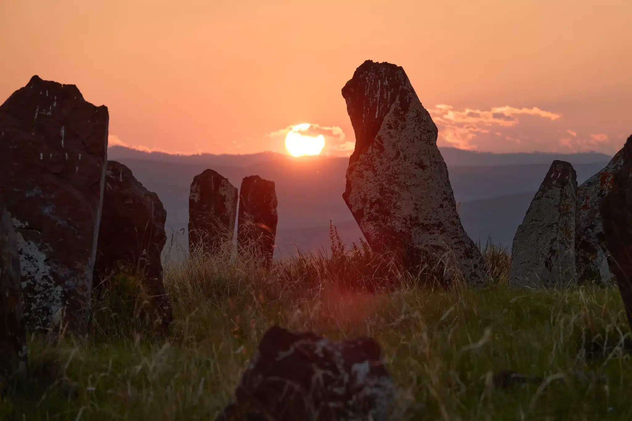 Sunset illuminates rock formations in scenic landscape for green burial services in Laguna Niguel california